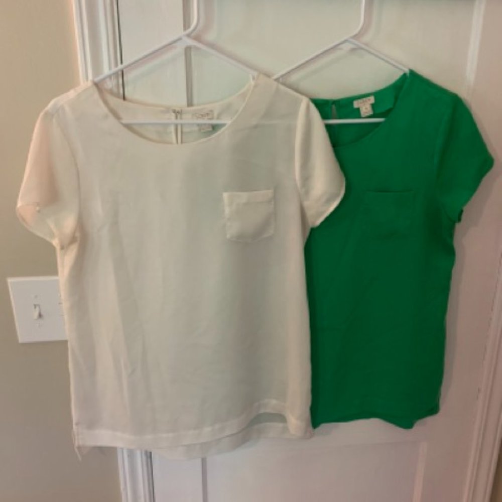 LOT - White/Green JCREW Tops - Size SM.